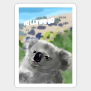 koala takes a selfie in hollywood Sticker